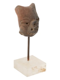 ANCIENT PRE COLUMBIAN SALVADOR TERRACOTTA DOG HEAD