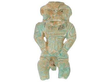 305 TO 30 BC ANCIENT EGYPTIAN FAIENCE GOD BES FIGURE