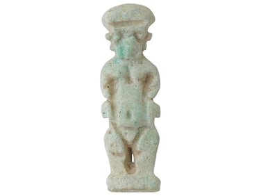 ANCIENT EGYPTIAN FAIENCE DWARF GOD PATAIKOS PENDANT