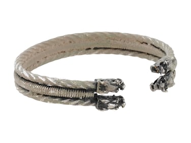 ANCIENT PERSIAN SILVER TWISTED CUFF DRAGON BRACELET