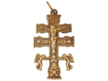 ANTIQUE BYZANTINE CROSS OF CARAVACA WITH ANGEL FIGURES
