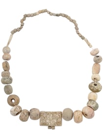 ANCIENT ROMAN CERAMIC EGYPTIAN FAIENCE BEADED NECKLACE