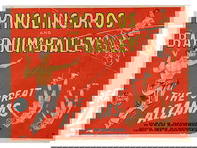VTG AMERICAN CIRCUS POSTER RINGLING BROS GREAT ALZANAS: A vintage American color lithograph poster for Ringling Bros and Barnum and Bailey Circus, featuring The Great Alzanas, world-renowned high-wire daredevils. Dating to the late 1940s or early 1950s, th