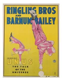 VINTAGE AMERICAN CIRCUS POSTER INCREDIBLE UNUS BALANCER