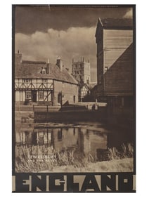 VINTAGE ENGLISH TEWKESBURY ADVERTISING TRAVEL POSTER