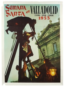 1953 SPANISH LITHOGRAPH POSTER HOLY WEEK VALLADOLID
