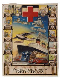 VINTAGE AMERICAN JUNIOR RED CROSS ADVERTISING POSTER
