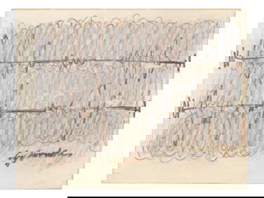 CONTEMPORARY MIXED MEDIA PAINTING SIGNED CY TWOMBLY