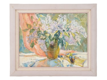 RUSSIAN STILL LIFE PAINTING BY ELENA SAMKOVA LILAC