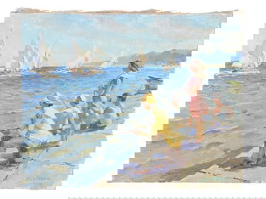 RUSSIAN PAINTING SIGNED YAKOVENKO FISHERMEN 1998