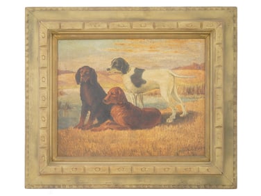 RUSSIAN SOVIET OIL DOG PAINTING BY NIKOLAI GORLOV 1949