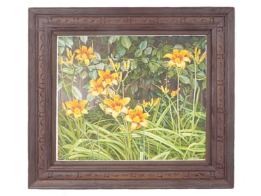 NADEZHDA KOVALENKO UKRAINIAN OIL WILD LILIES PAINTING