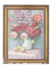 VLADIMIR KARASEV RUSSIAN OIL STILL LIFE PAINTING 1993