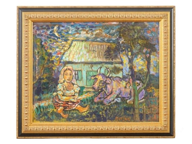 UKRAINIAN RUSSIAN OIL PAINTING BY DAVID BURLIUK