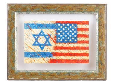 ELI COHEN JUDAICA STAR OF DAVID MIXED MEDIA PAINTING