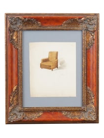 SIGNED LOUIS COMFORT TIFFANY WATERCOLOR PAINTING