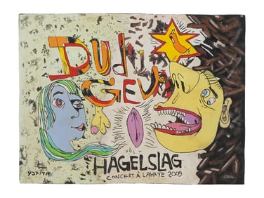 MIXED MEDIA PAINTING SIGNED DUDU GEVA