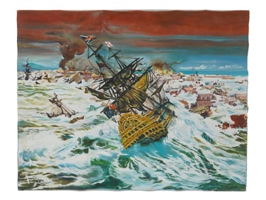 ATTR TO WINSTON CHURCHILL BRITISH SEASCAPE PAINTING