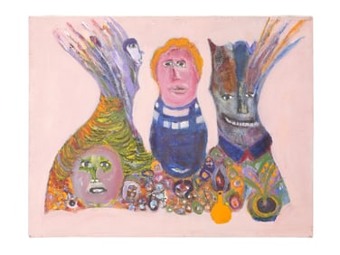 MID CENT AMERICAN SCHOOL SURREALIST OIL PAINTING