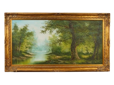 FOREST LANDSCAPE OIL PAINTING SIGNED IRENE CAFERI