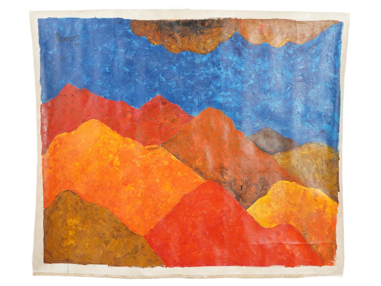 INDIAN LANDSCAPE OIL PAINTING SIGNED AKBAR PADAMSEE (1 of 4)