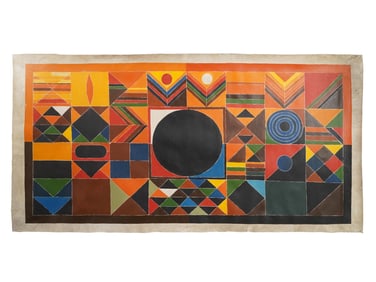 SIGNED SH RAZA INDIAN ABSTRACT PAINTING WITH COA