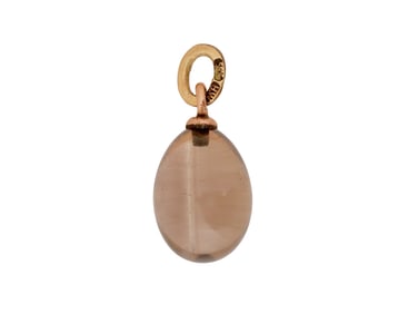 RUSSIAN GOLD CARVED SMOKY QUARTZ EASTER EGG PENDANT