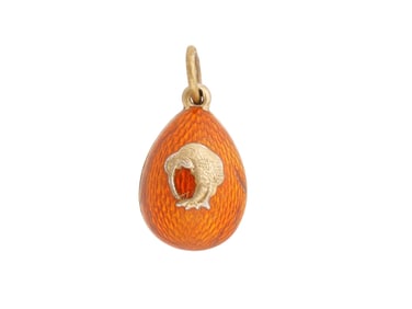 RUSSIAN SILVER GUILLOCHE ENAMEL EASTER EGG PENDANT