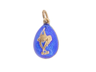RUSSIAN SILVER GUILLOCHE ENAMEL EASTER EGG PENDANT