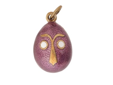 RUSSIAN SILVER GUILLOCHE ENAMEL EASTER EGG PENDANT