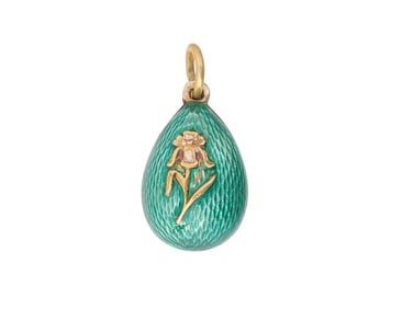 RUSSIAN SILVER GUILLOCHE ENAMEL EASTER EGG PENDANT