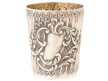 RUSSIAN EMBOSSED SILVER SHOT CUP