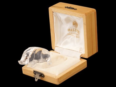 RUSSIAN CARVED ROCK CRYSTAL GEMS WILD BOAR FIGURE