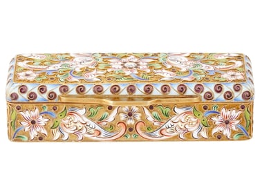RUSSIAN GILT SILVER ENAMEL JEWELRY OR TRINKET BOX
