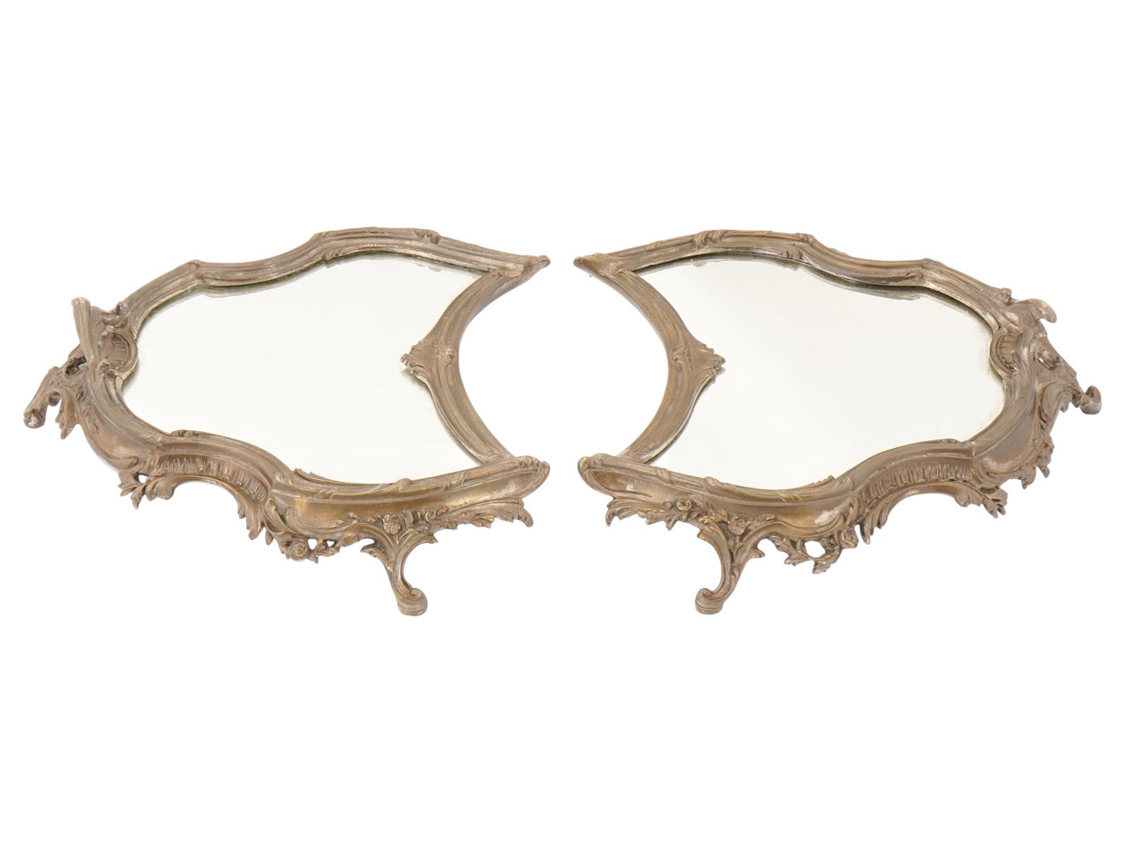 ANTIQUE FRENCH CAST BRONZE MIRRORED PLATEAU TRAYS (1 of 9)