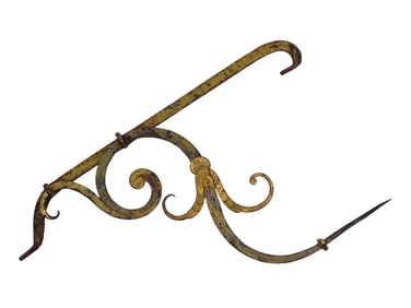 ANTIQUE FORGED IRON WALL BRACKET W CANDLE HOLDER