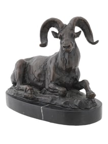 MID CENTURY BRONZE MOUFLON SCULPTURE B.C. ZHENG