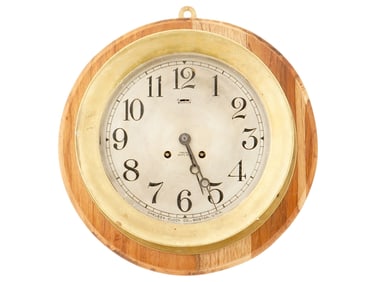 ANTIQUE AMERICAN CHELSEA SHIPS BELL CLOCK IN BRASS CASE