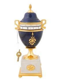 FRENCH EMPIRE STYLE GILT BRONZE ANNUAL DIAL CLOCK