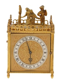 ANTIQUE FRENCH FIGURAL ALARM CLOCK AND MUSIC BOX