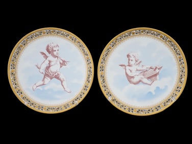 ANTIQUE BOHEMIAN FISCHER AND MIEG PORCELAIN PLATES