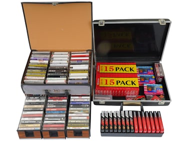 128 VINTAGE RECORDING CASSETTE TAPES OF MULTIPLE STYLES
