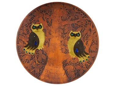 DECORATIVE GOMEZ CHILE FOLK ART WOODEN CHARGER PLATE