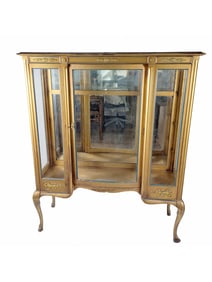 FRENCH LOUIS XVI STYLE GILT WOOD CABINET W BRONZE DETAILS