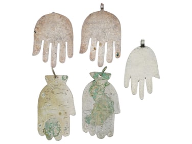 LOT OF VINTAGE JUDAICA ENAMEL HAMSA HAND PENDANTS
