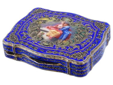 VTG ENGLISH HENRY MATHEWS STERLING SILVER ENAMEL BOX