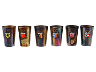 ANTIQUE GERMAN SILVER SOUVENIR SHOT GLASSES CITIES