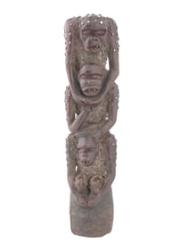 AFRICAN CAMEROON CARVED WOOD MONKEY FIGURE