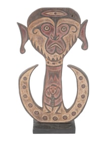 PAPUA NEW GUINEA HAND CARVED WOODEN FLAT FIGURINE