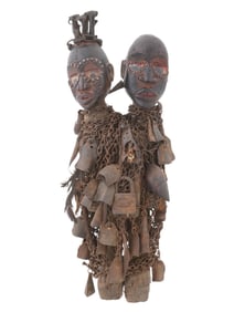 CENTRAL AFRICAN YOMBE WOODEN NAIL FETISH FIGURE